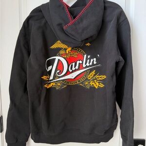 Darling Black Hoodie with Red and Yellow Design